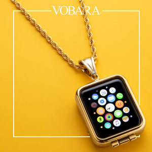 42mm (series 5,6) Gold Apple Watch pendant case with chain necklace